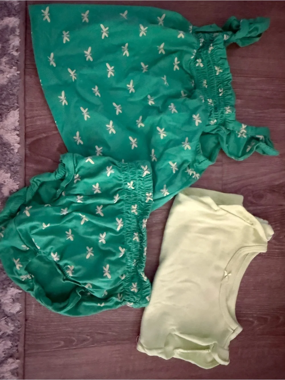 Carter's Green Dragonfly Print Tank & Bloomers Set with Light Green Bodysuit